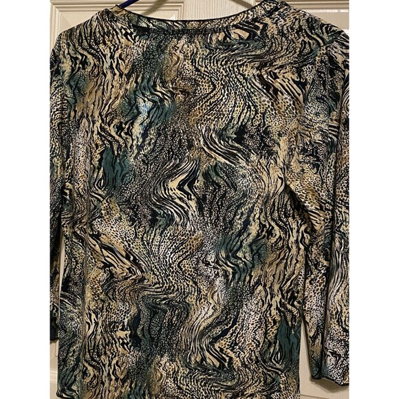 Vintage Y2K 3/4 sleeve T Shirt fairy lettuce trim whimsy Artsy 90s Animal Print - Picture 11 of 16